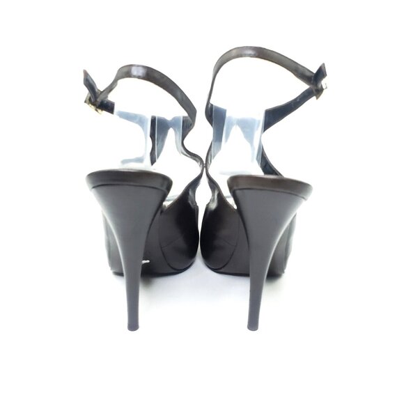 Fendi Peep Toe Platform Heel Ankle Strap Brown Leather Womens US 6.5 - Picture 4 of 9